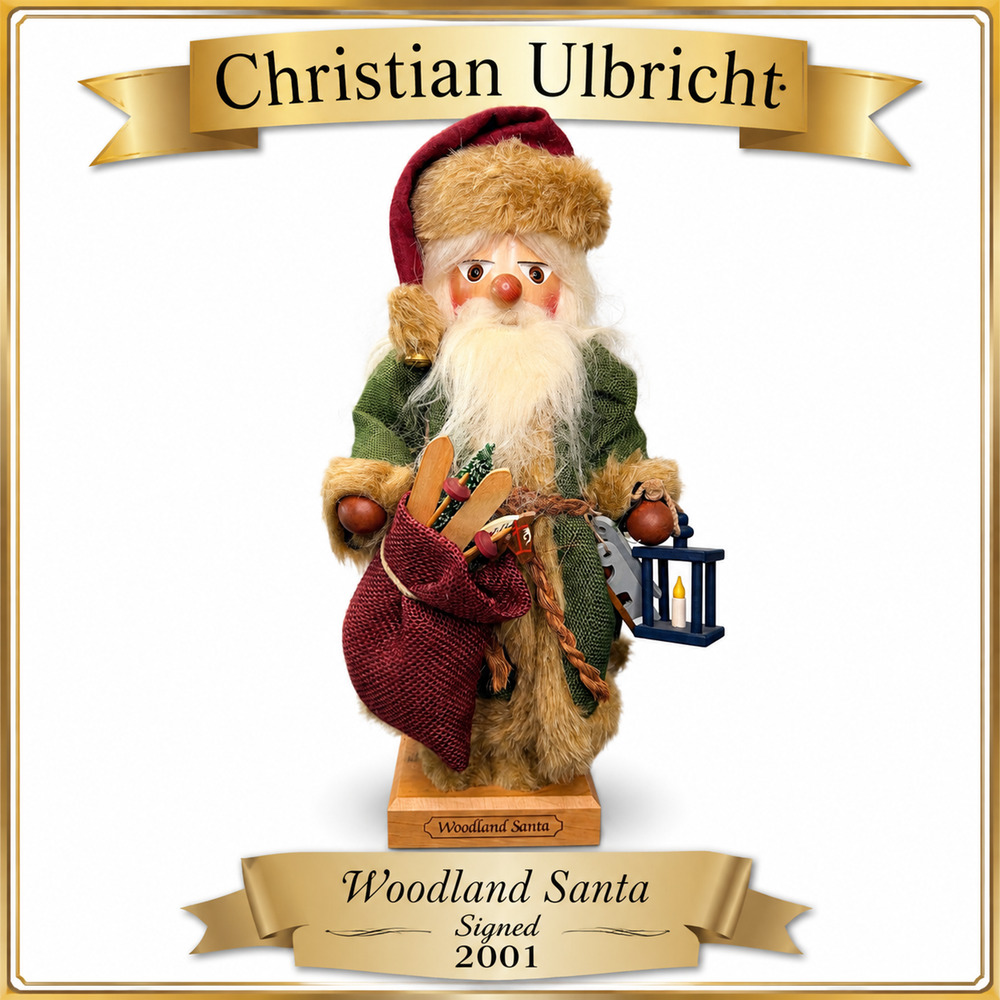 Vintage Christian Ulbricht Woodland Santa D404 Signed 2001 Germany w Box